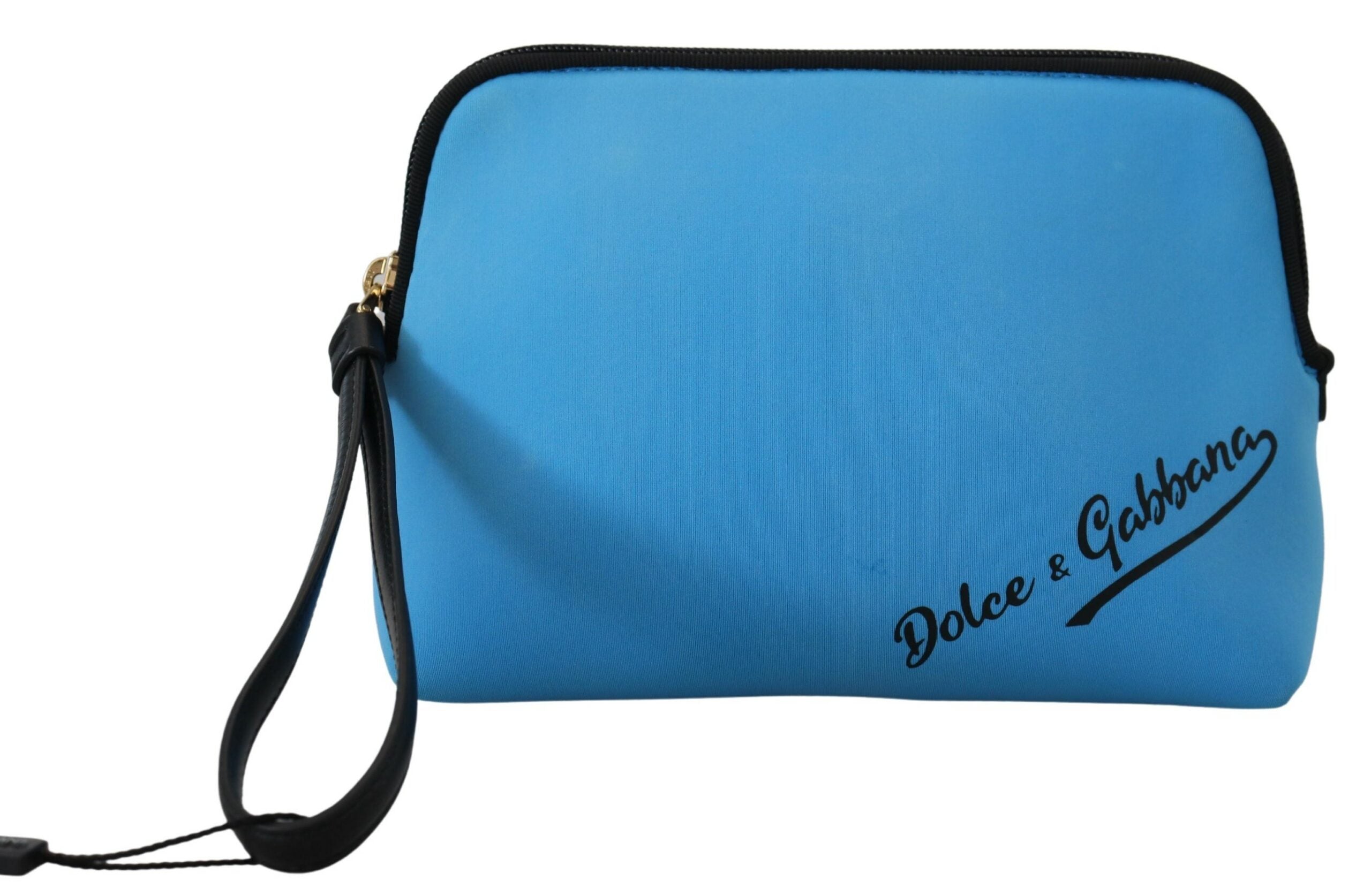 Dolce & Gabbana Handtäschchen mit blauem Logodruck und Leopardenmuster Toilettenbeutel